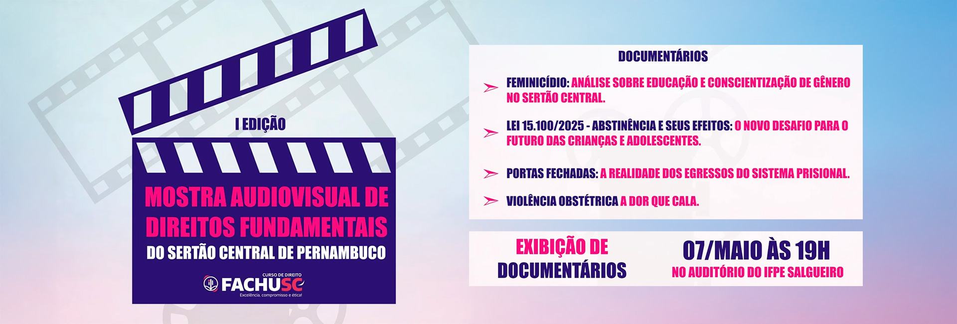 Comando para Mostra audiovisual de direitos fundamentais do Sertão de Pernambuco.