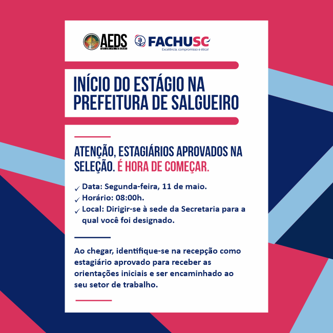 Comando para notícia - Início do Estágio na Prefeitura de Salgueiro 2026.2..