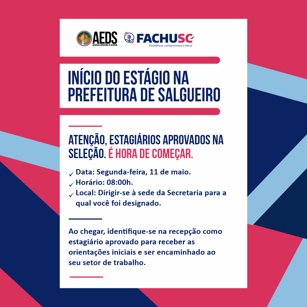 Início do Estágio naPrefeitura de Salgueiro 2026.2