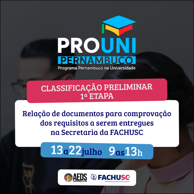 Comando para notícia - PROUNI-PE-2026 - Classificação Preliminar - 1ª Etapa.